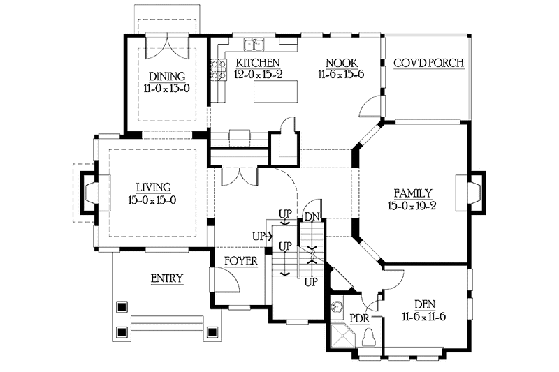 Home Plan - Floor Plan - Main Floor for Craftsman House Plan #132-466 - 4 bed, 4 bath
