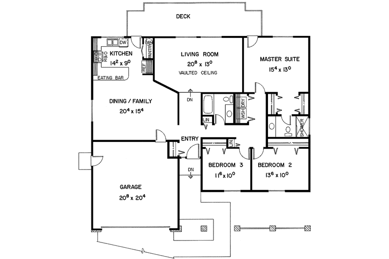 Home Plan - Floor Plan - Main Floor for Country House Plan #60-928 - 3 bed, 2 bath