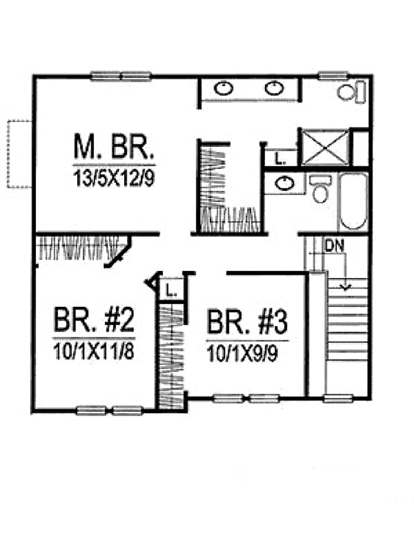 Architectural House Design - Traditional Floor Plan - Upper Floor Plan #320-988