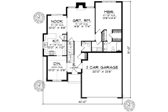 Floor Plan - Main Floor for Traditional House Plan #70-603 - 4 bed, 3.5 bath