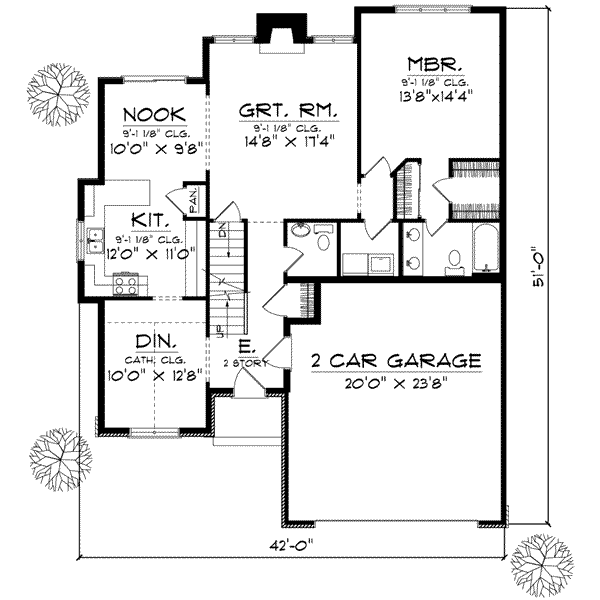 Home Plan - Traditional Floor Plan - Main Floor Plan #70-603