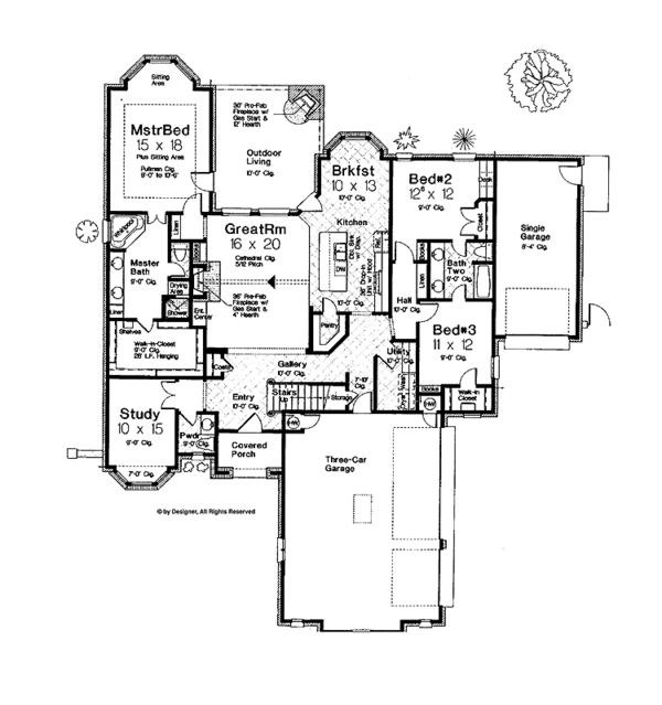Architectural House Design - Country Floor Plan - Main Floor Plan #310-1251