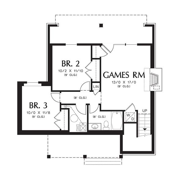 House Plan Design - Lower Level floor plan - 1400 square foot cottage