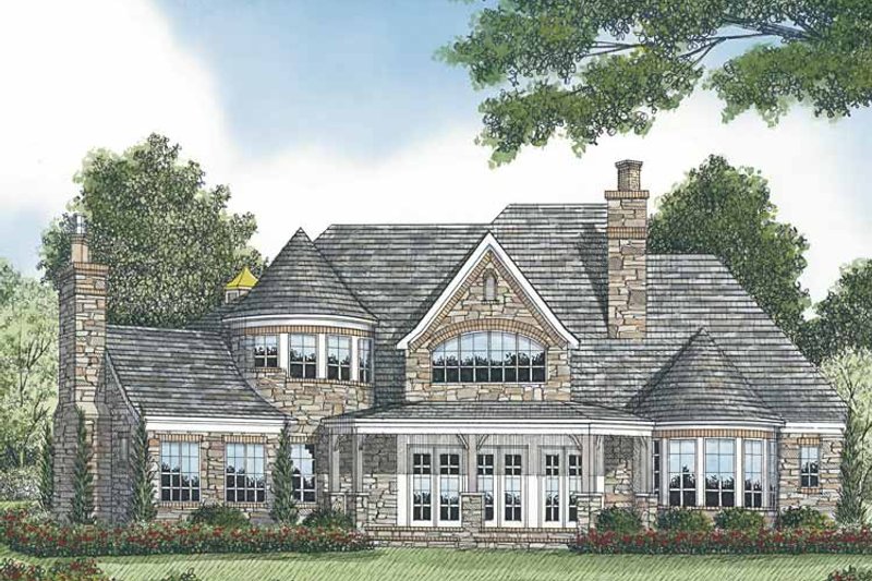 Dream House Plan - Exterior - Rear Elevation for European House Plan #453-582 - 4 bed, 4.5 bath