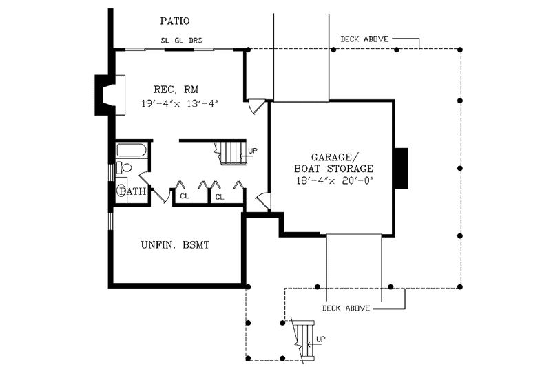 Home Plan - Floor Plan - Lower Floor for Log House Plan #314-211 - 3 bed, 2 bath