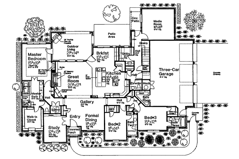 Architectural House Design - Floor Plan - Main Floor for Country House Plan #310-1236 - 3 bed, 3.5 bath