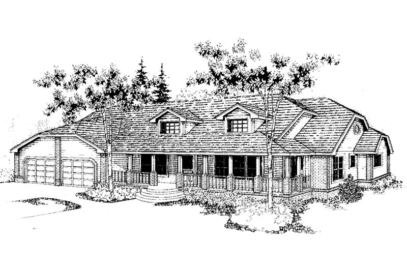 Home Plan - Exterior - Front Elevation 3 for Country House Plan #60-813 - 4 bed, 2.5 bath