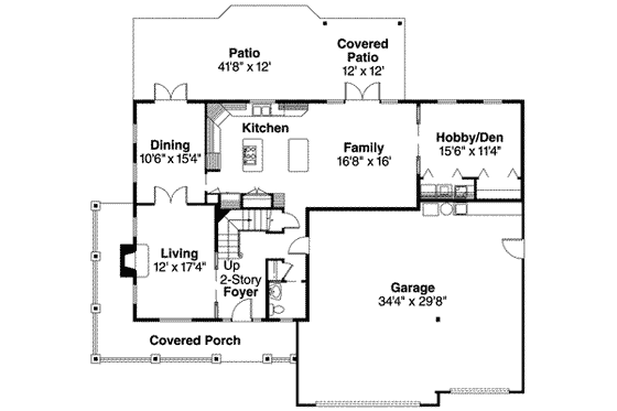 Floor Plan - Main Floor for Farmhouse House Plan #124-529 - 4 bed, 3.5 bath
