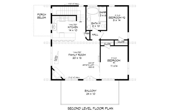 Floor Plan - Upper Floor for Modern House Plan #932-608 - 3 bed, 2 bath