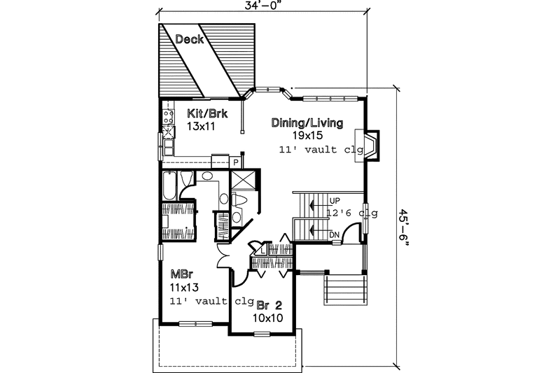 Dream House Plan - Floor Plan - Main Floor for Country House Plan #320-630 - 2 bed, 2 bath
