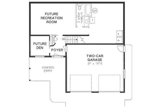 Floor Plan - Lower Floor for European House Plan #18-9267 - 3 bed, 1 bath