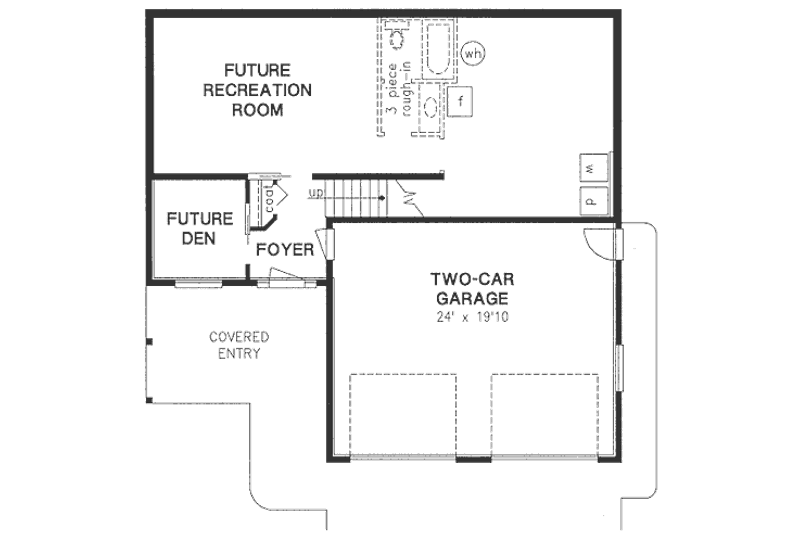 House Blueprint - Floor Plan - Lower Floor for European House Plan #18-9267 - 3 bed, 1 bath