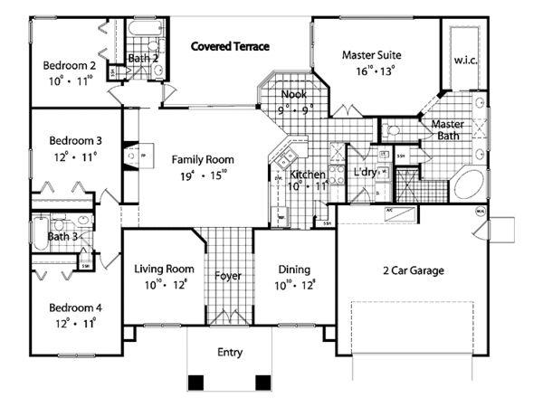 Architectural House Design - Mediterranean Floor Plan - Main Floor Plan #417-486