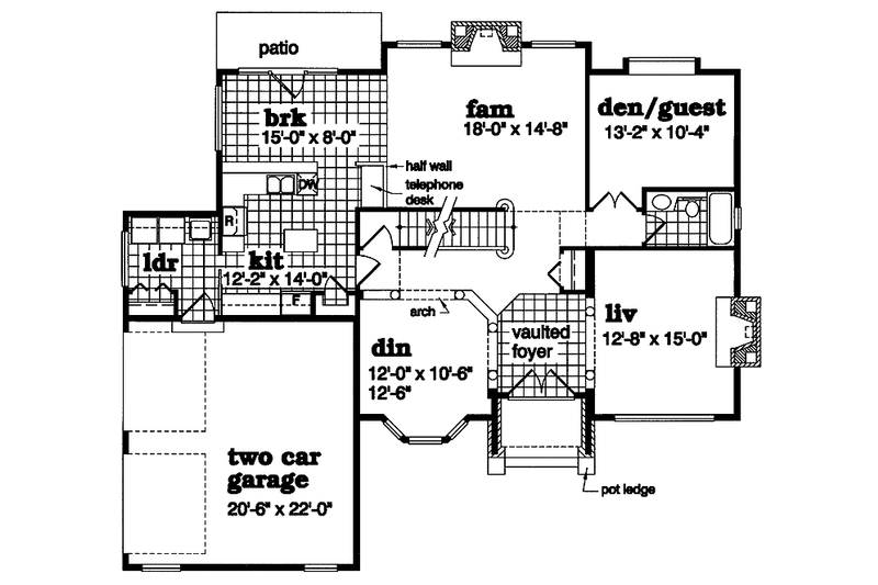 House Design - Floor Plan - Main Floor for Country House Plan #47-912 - 4 bed, 3 bath