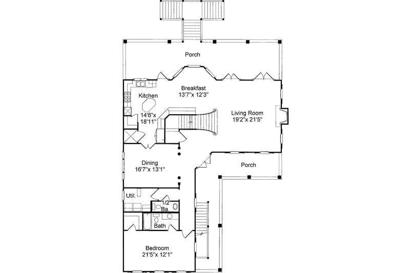 Home Plan - Floor Plan - Main Floor for Southern House Plan #37-272 - 4 bed, 3.5 bath