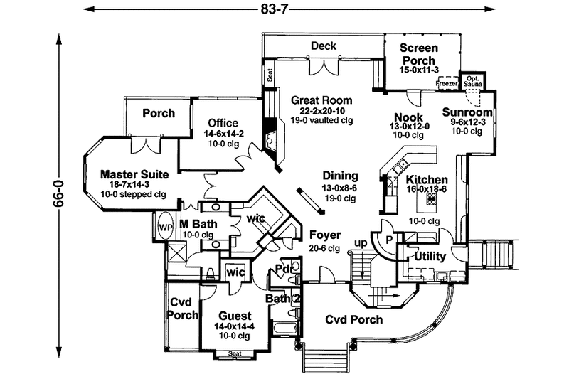 Home Plan - Floor Plan - Main Floor for Country House Plan #120-212 - 4 bed, 3.5 bath