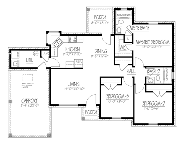 Architectural House Design - Ranch Floor Plan - Main Floor Plan #1061-30