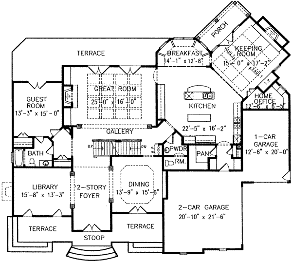 Home Plan - European Floor Plan - Main Floor Plan #54-168