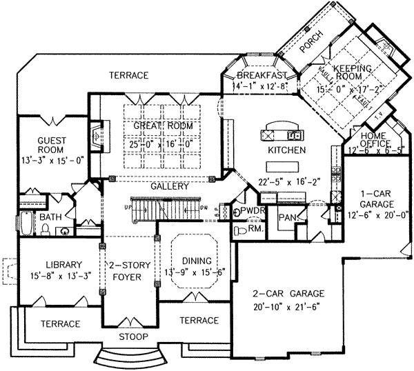 House Blueprint - European Floor Plan - Main Floor Plan #54-168