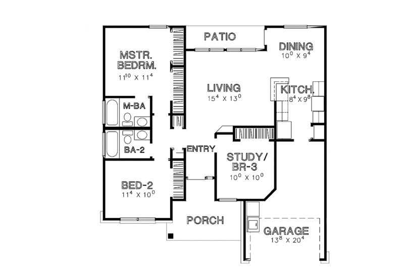 Home Plan - Floor Plan - Main Floor for Country House Plan #472-310 - 2 bed, 2 bath