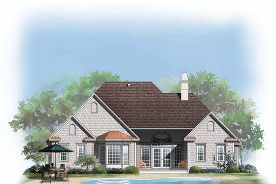 Exterior - Rear Elevation for European House Plan #929-315 - 3 bed, 2 bath