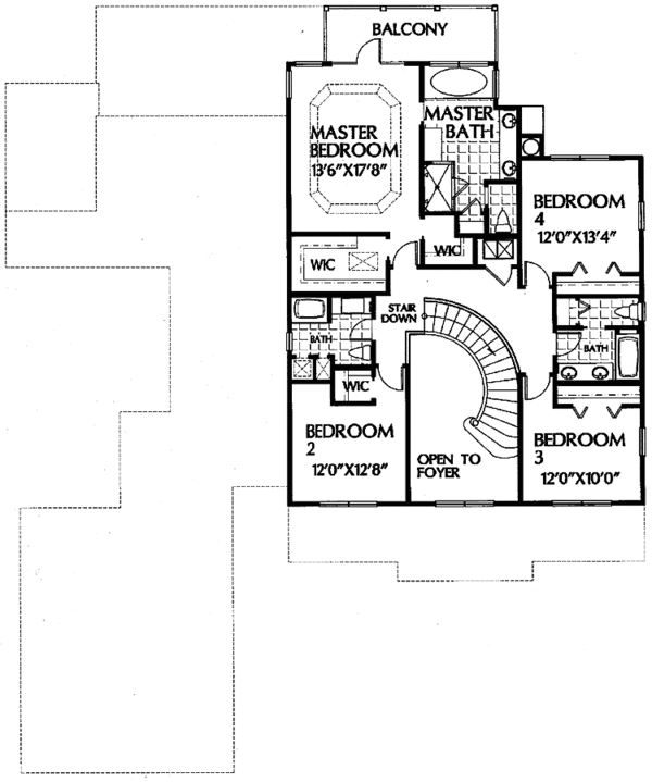 Home Plan - Colonial Floor Plan - Upper Floor Plan #999-6