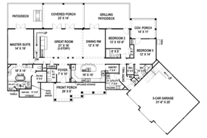 Floor Plan - Main Floor for Craftsman House Plan #119-426 - 3 bed, 3.5 bath