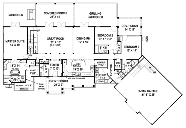 Architectural House Design - Craftsman Floor Plan - Main Floor Plan #119-426