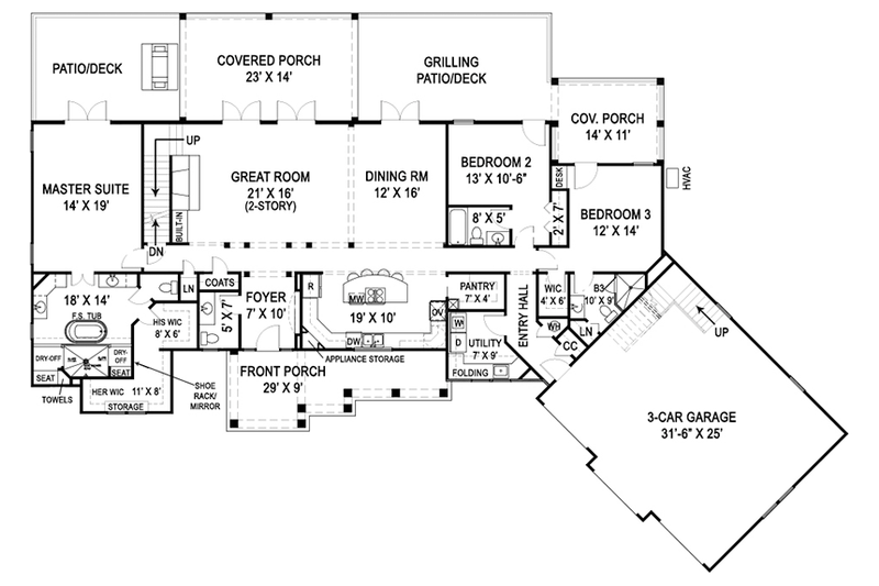 Architectural House Design - Floor Plan - Main Floor for Craftsman House Plan #119-426 - 3 bed, 3.5 bath