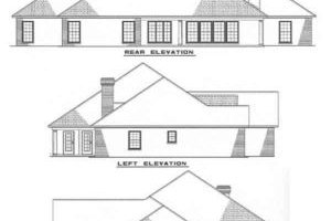 Exterior - Rear Elevation for European House Plan #17-141 - 4 bed, 2.5 bath
