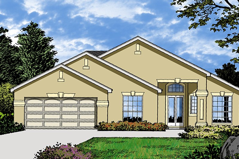 House Blueprint - Exterior - Front Elevation 4 for Mediterranean House Plan #417-850 - 4 bed, 2 bath