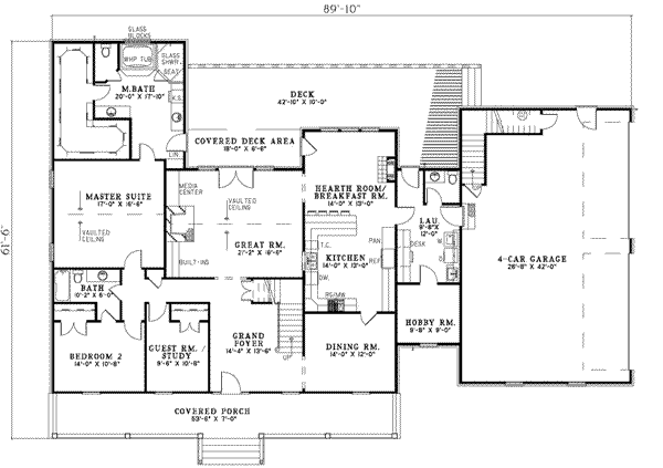 Architectural House Design - Country Floor Plan - Main Floor Plan #17-618