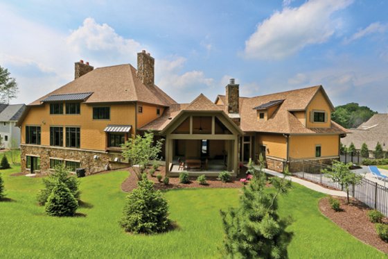 Exterior - Rear Elevation for European House Plan #928-267 - 4 bed, 5 bath