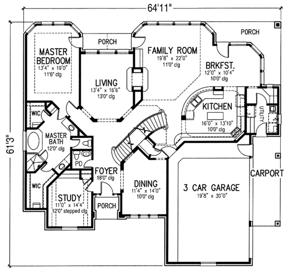 Architectural House Design - European Floor Plan - Main Floor Plan #1021-10