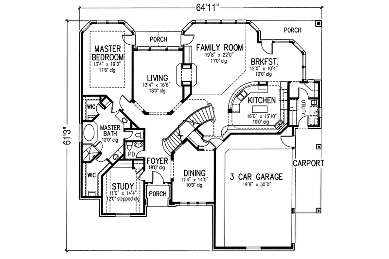 Home Plan - Floor Plan - Main Floor for European House Plan #1021-10 - 4 bed, 3.5 bath