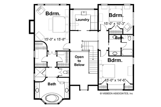 Floor Plan - Upper Floor for Craftsman House Plan #928-45 - 3 bed, 2.5 bath