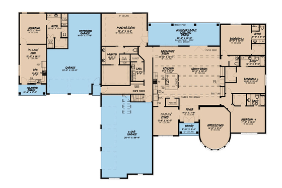 Floor Plan - Main Floor for European House Plan #923-87 - 6 bed, 6.5 bath