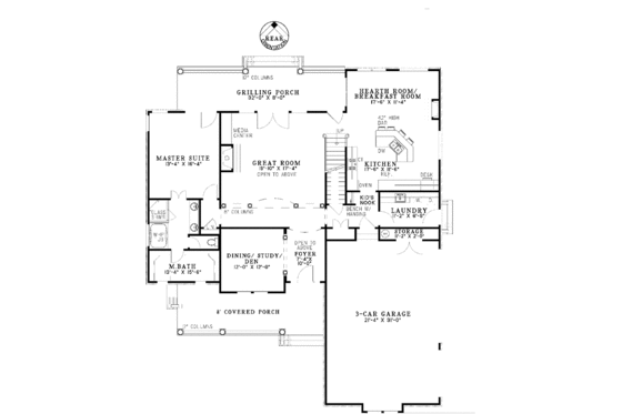 Floor Plan - Main Floor for Country House Plan #17-3048 - 4 bed, 2 bath