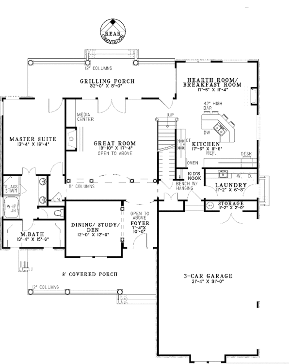 Country Floor Plan - Main Floor Plan #17-3048