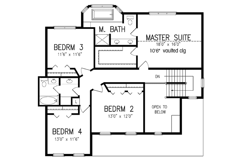 Home Plan - Floor Plan - Upper Floor for Country House Plan #320-1460 - 4 bed, 2.5 bath
