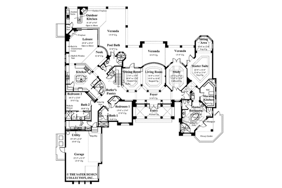 Floor Plan - Main Floor for Mediterranean House Plan #930-329 - 5 bed, 6 bath