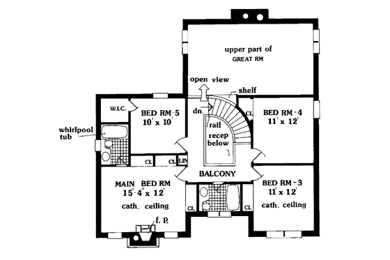 Floor Plan - Upper Floor for Traditional House Plan #3-319 - 5 bed, 3.5 bath