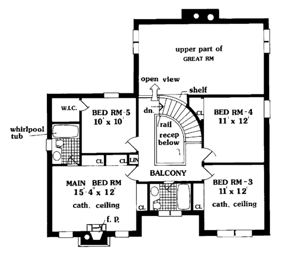 Home Plan - Traditional Floor Plan - Upper Floor Plan #3-319