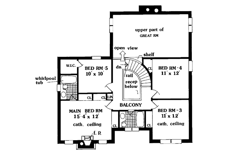 Dream House Plan - Floor Plan - Upper Floor for Traditional House Plan #3-319 - 5 bed, 3.5 bath