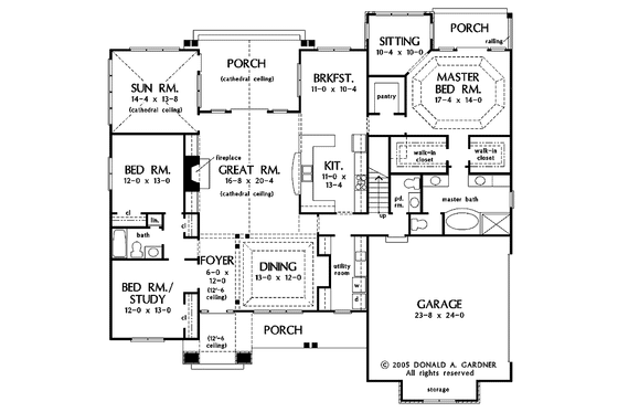 Floor Plan - Main Floor for Craftsman House Plan #929-780 - 3 bed, 2.5 bath