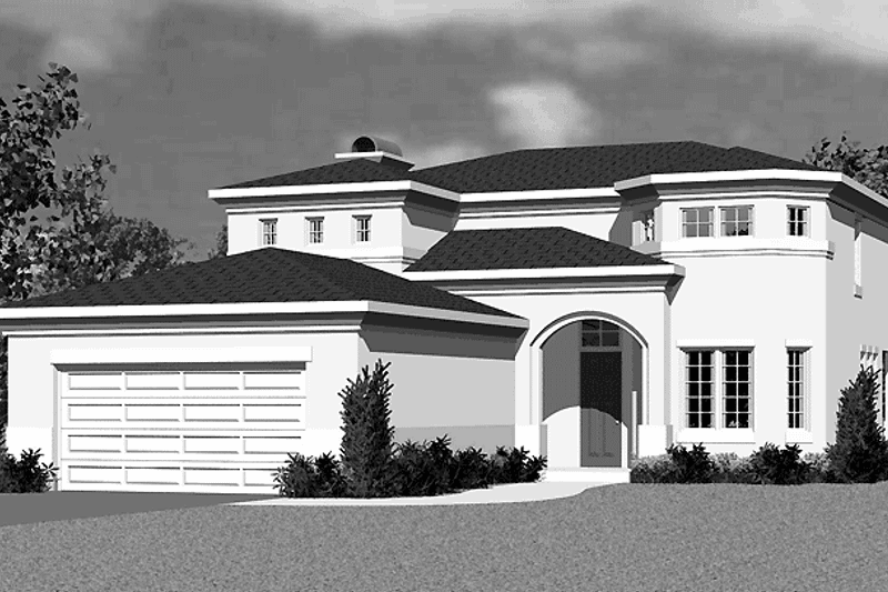 House Design - Exterior - Front Elevation for Mediterranean House Plan #72-1129 - 3 bed, 2.5 bath