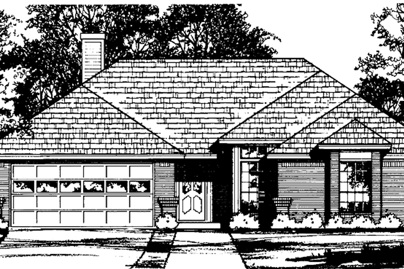 House Plan Design - Exterior - Front Elevation 3 for Ranch House Plan #40-453 - 3 bed, 2 bath