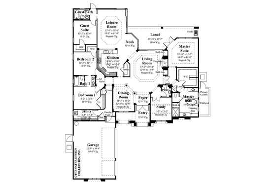 Floor Plan - Main Floor for Mediterranean House Plan #930-309 - 4 bed, 3.5 bath
