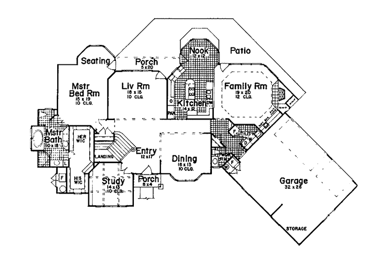 House Blueprint - Floor Plan - Main Floor for Traditional House Plan #52-239 - 4 bed, 4.5 bath