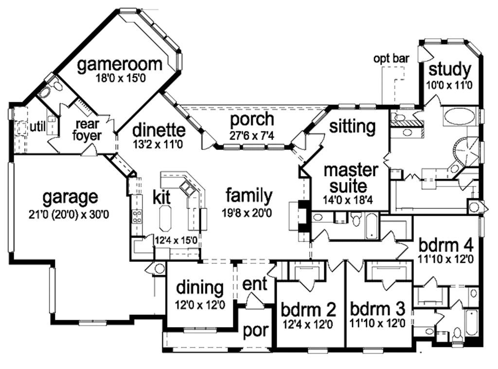 Tudor Style House Plan - 4 Beds 3.5 Baths 3191 Sq/Ft Plan #84-716